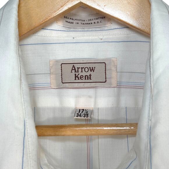 Arrow Kent 17.5 white striped button up shirt vintage made in Taiwan - Picture 4 of 4